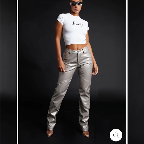 Murci Stitch Detail PVC Trousers in Luna - Picture 5 of 5